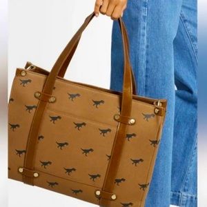 ModCloth Dinosaur Camp Director Zip Tote Brown/Black